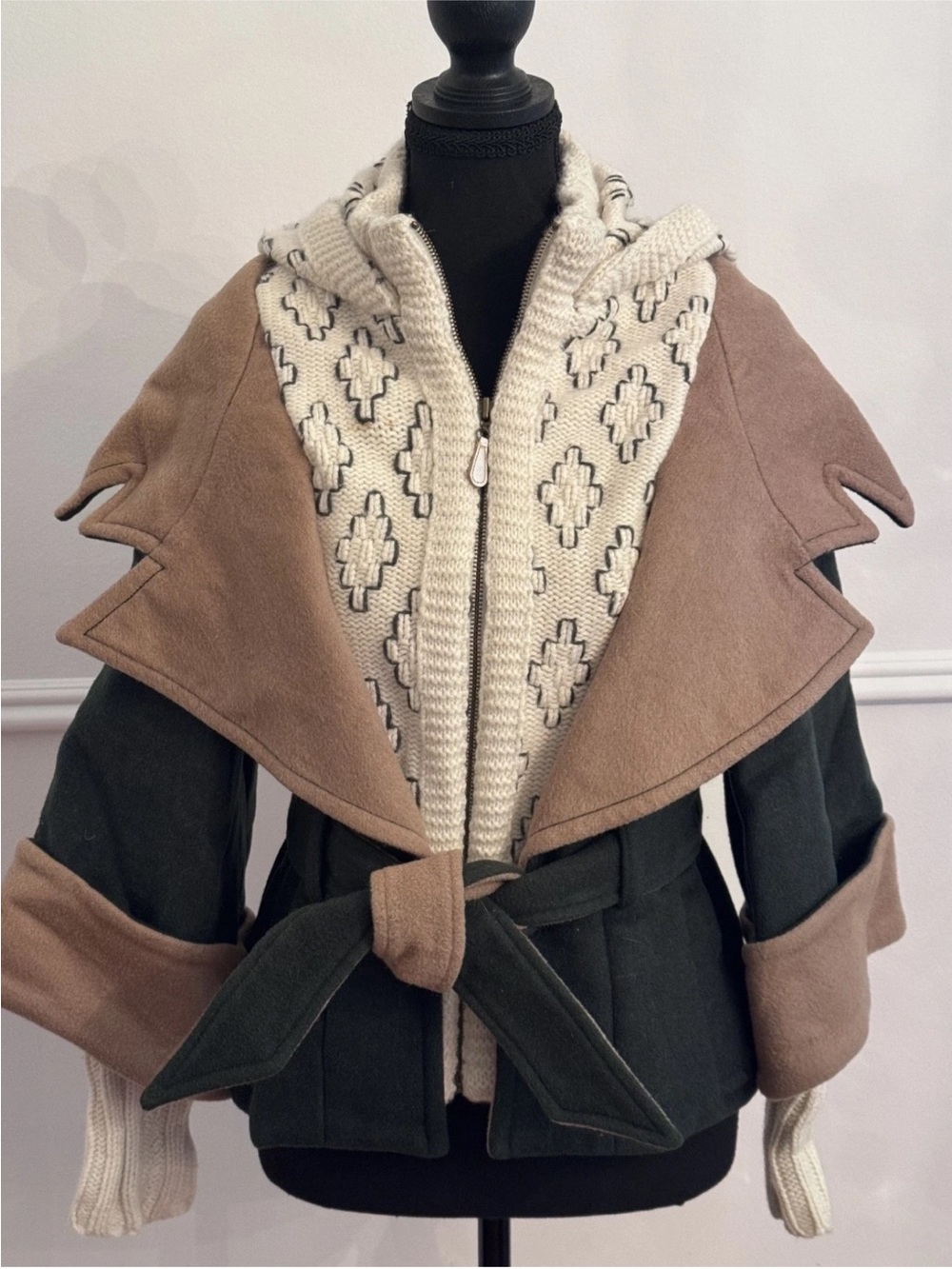 L.A.M.B. Gwen Stefani Size 2 Wool Cashmere Geometric Knit Colorblock Jacket